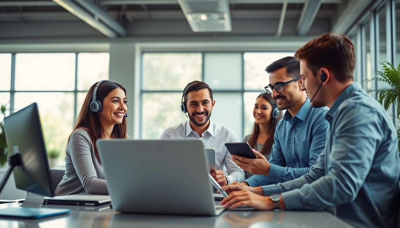 Engaged professionals discussing managed IT support services in a modern office with technology.