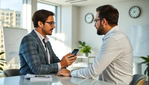 카드 현금화 전문가가 고객과 상담하는 모습