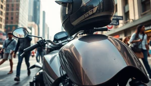 Motorrad gebraucht in städtischer Umgebung mit sichtbaren Gebrauchsspuren.