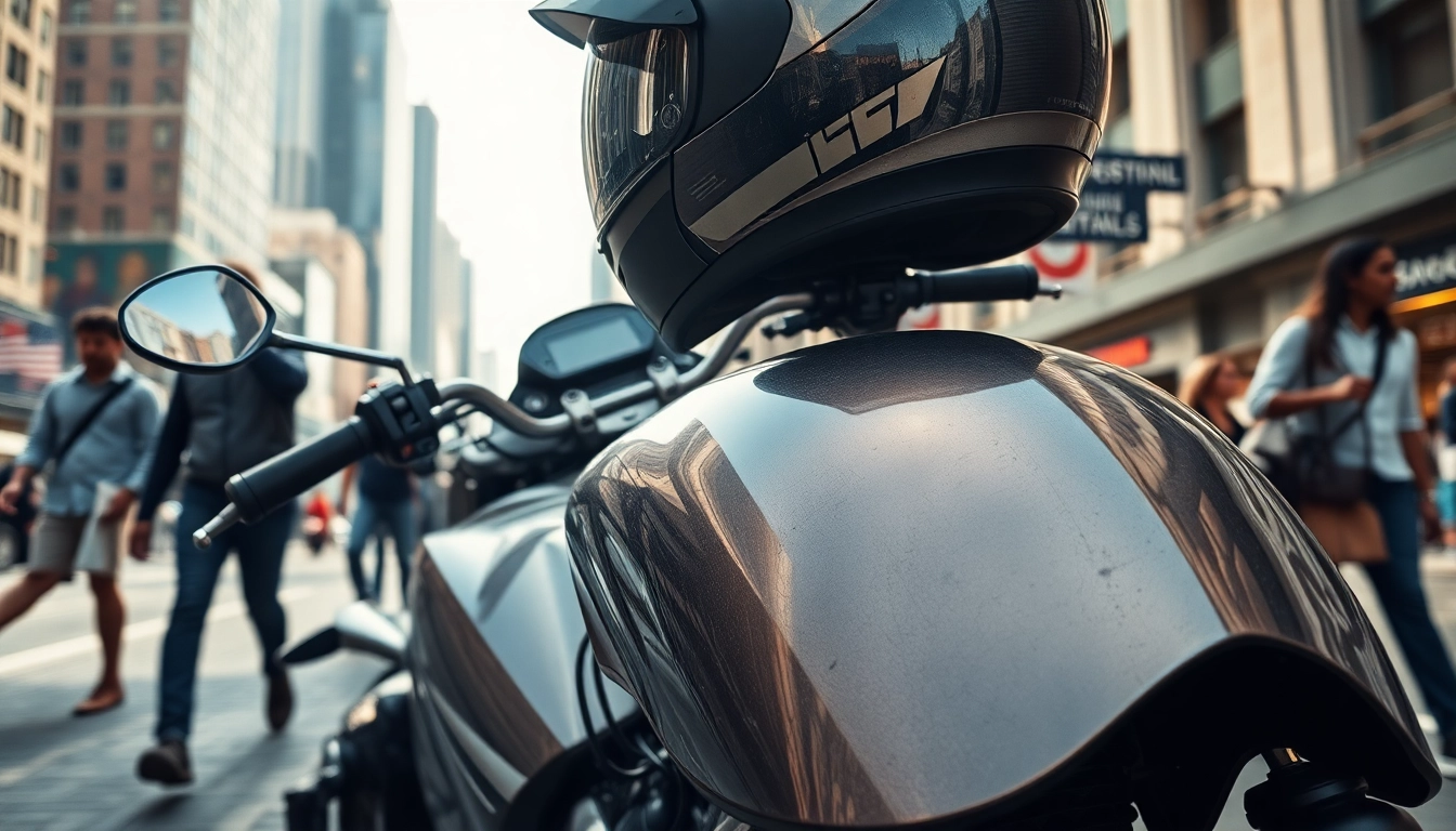 Motorrad gebraucht in städtischer Umgebung mit sichtbaren Gebrauchsspuren.