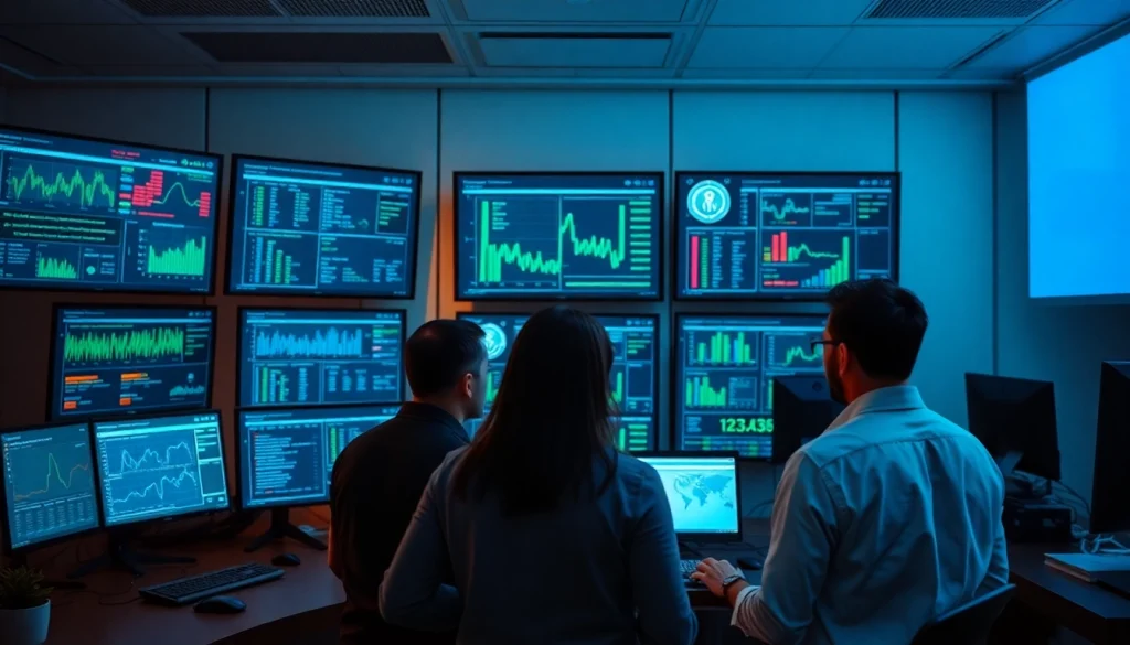 Network Monitoring Tampa team analyzing data in a modern operations center.