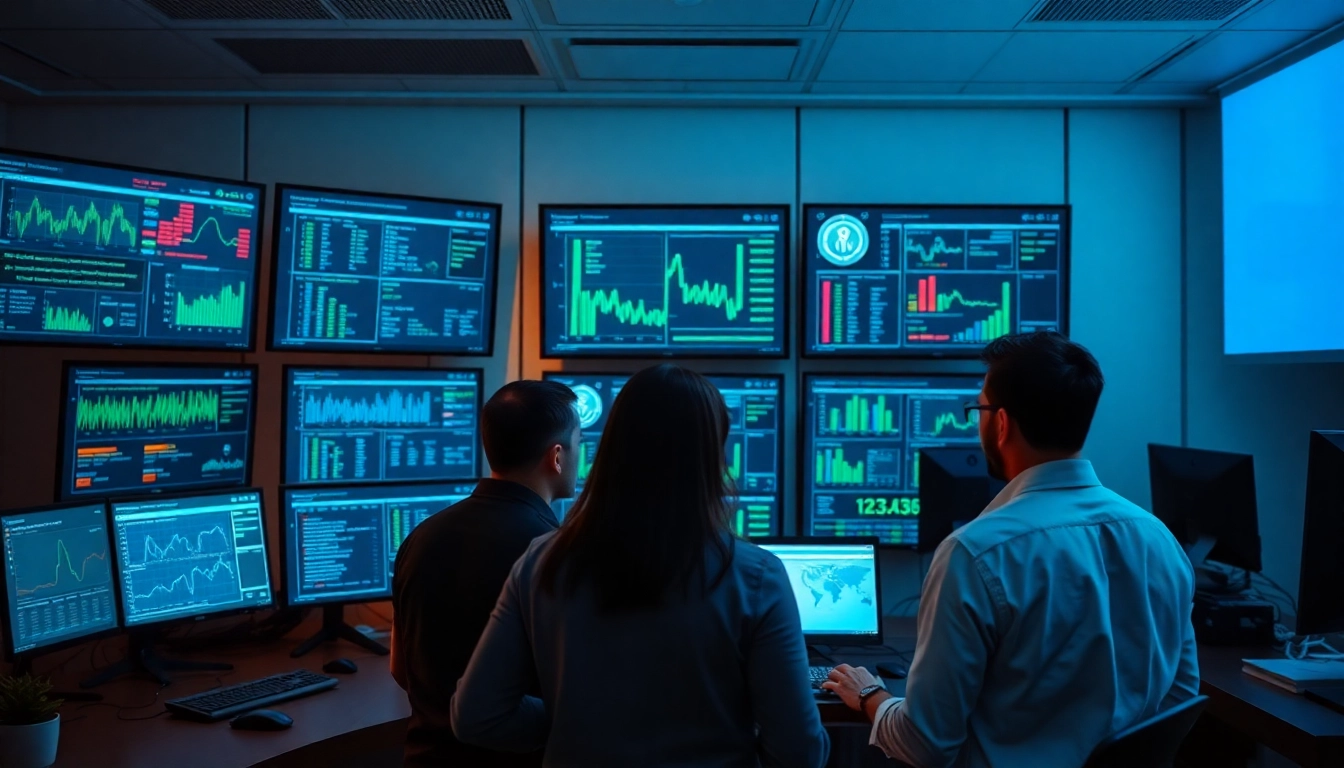 Network Monitoring Tampa team analyzing data in a modern operations center.
