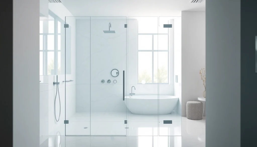 Installation d'une paroi de douche à l'italienne élégante dans une salle de bain moderne.
