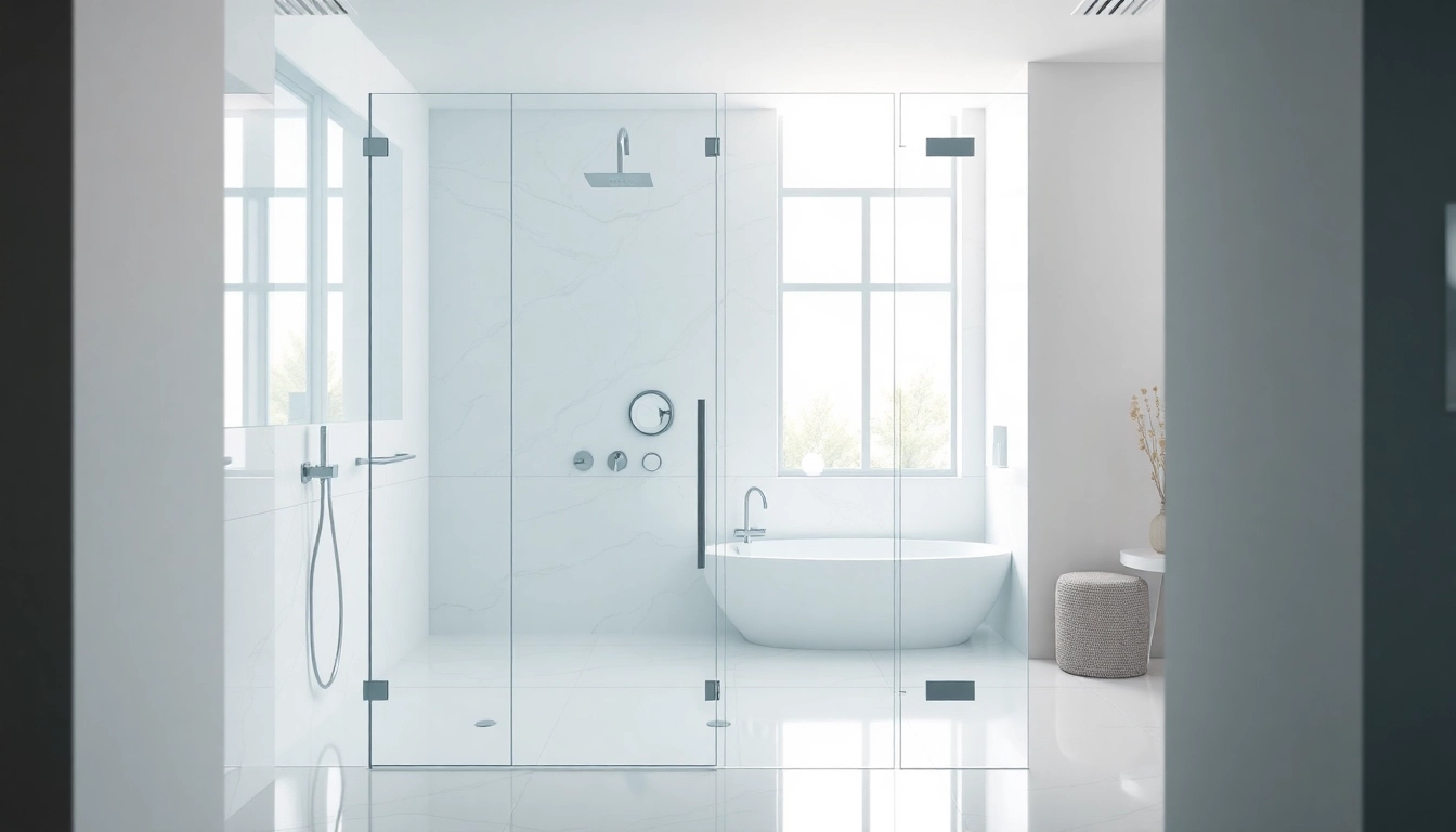 Installation d'une paroi de douche à l'italienne élégante dans une salle de bain moderne.