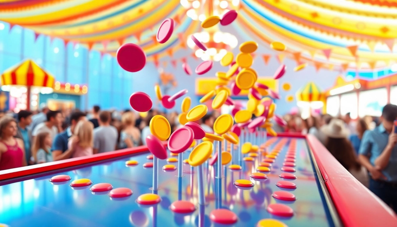 Permainan plinko yang penuh warna menampilkan chip yang meluncur ke bawah papan dengan kegembiraan.