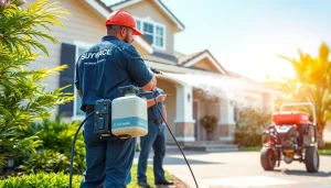 Soft wash service in Kissimmee, FL, showcasing a professional team cleaning a home's exterior with eco-friendly solutions.