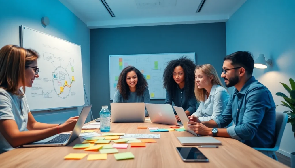 Professional team collaborating on customizable website design projects.