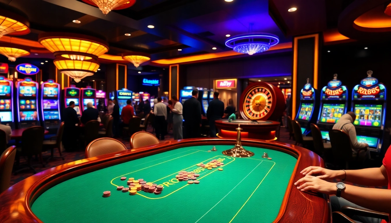 Play poker at RR88's upscale casino gaming table surrounded by eager players.
