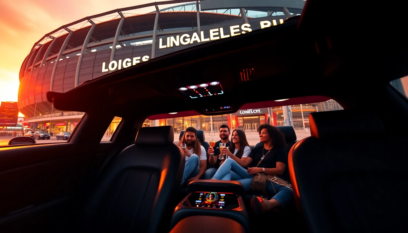 World Cup Group Transportation in a luxury limousine, celebrating fans inside with team colors.