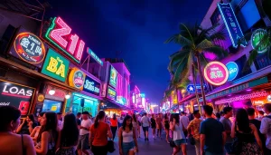 Experience the vibrant 호치민밤문화 with lively nightlife, neon lights, and engaging crowds in Ho Chi Minh City.