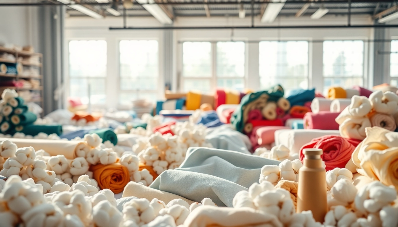 Gebruik van katoen in hoogwaardige stoffen met kleurrijke rollen en naaimateriaal.