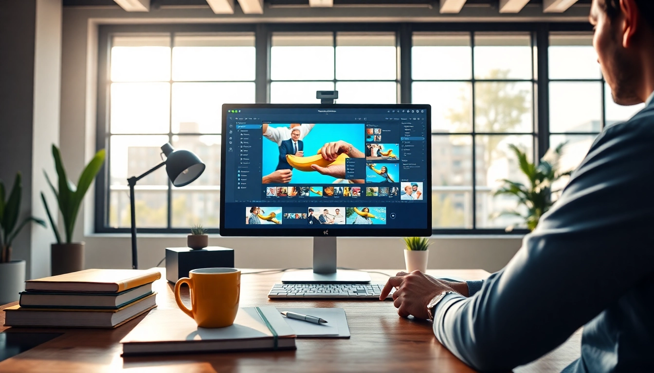 Empowering image editing with Nano Banana Pro in a modern workspace setup.
