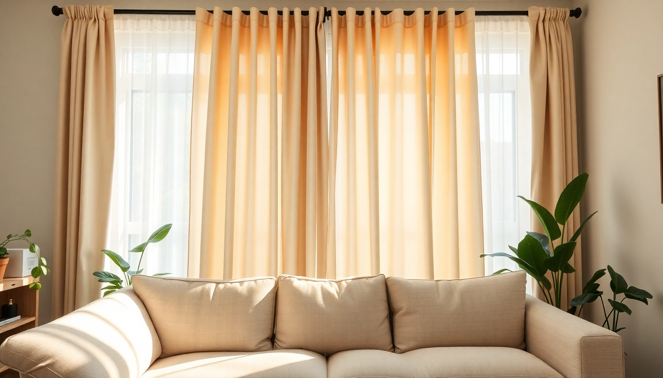 Verduisterende gordijnen mooi gepresenteerd in een moderne woonkamer met een gezellige sfeer.