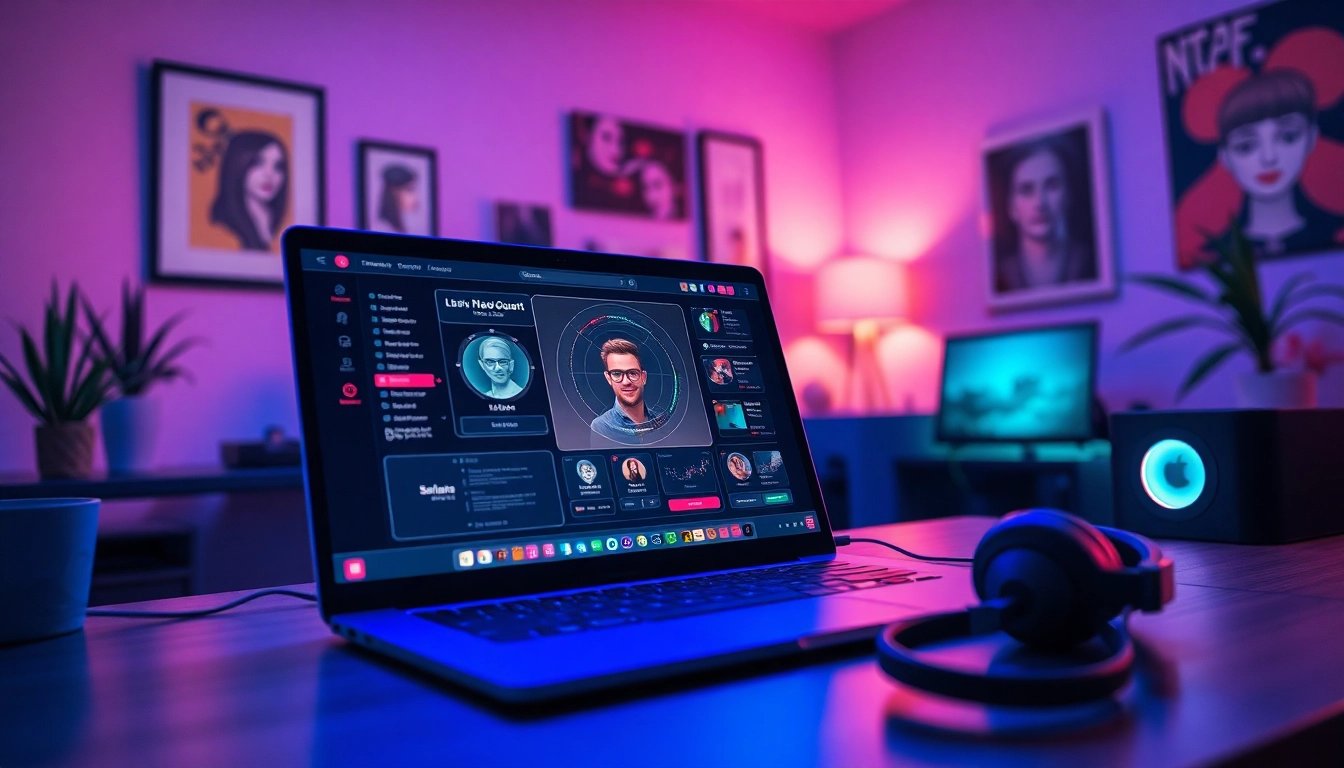 Engaging interface of NSFW character AI technology in a modern workspace.