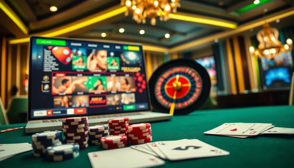 Engaging visual of link alternatif sbobet showcasing a modern online gambling experience with poker chips and betting options.