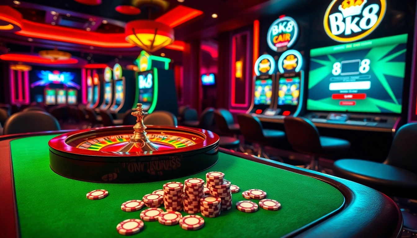 Experience seamless BK8 login amidst vibrant casino games and plush environments.