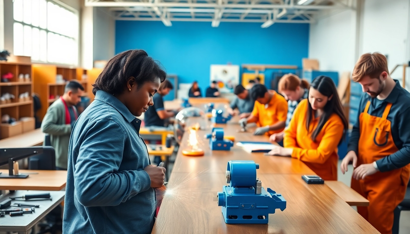 Students engaged in hands-on learning at Trade School Knoxville TN, showcasing diversity and skill.