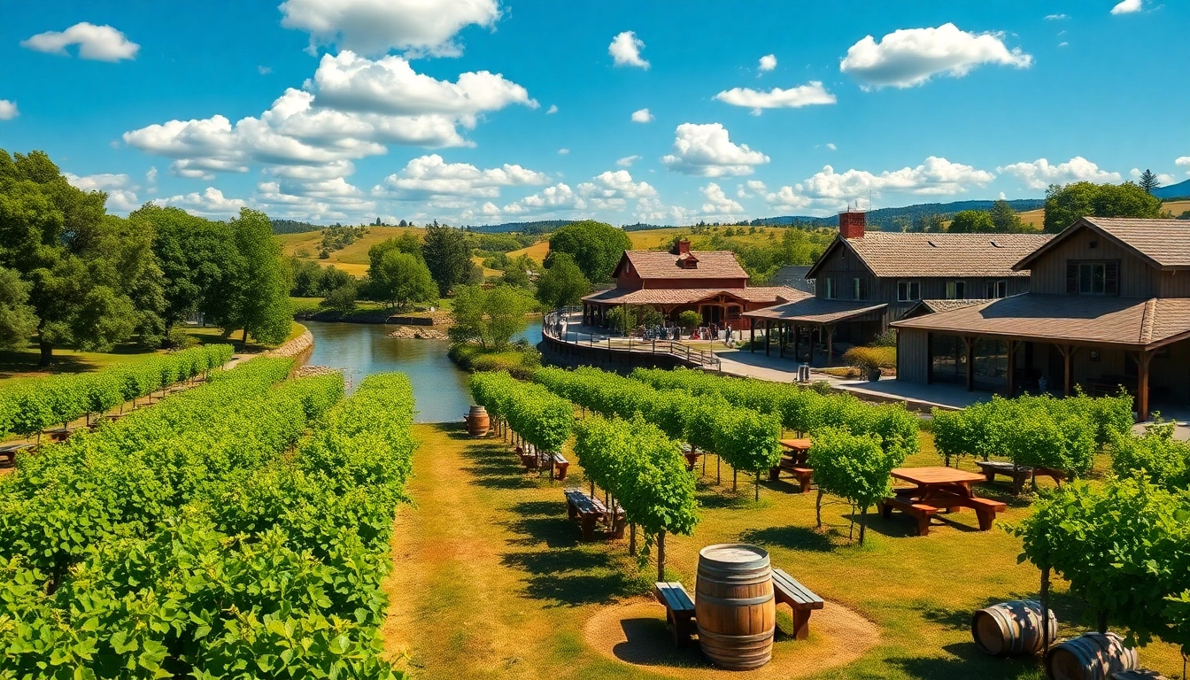 Carksburg CA vineyard landscape with scenic river views and rustic charm.
