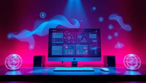 An innovative digital interface representing the best nsfw ai platform with modern design elements and engaging holographics.