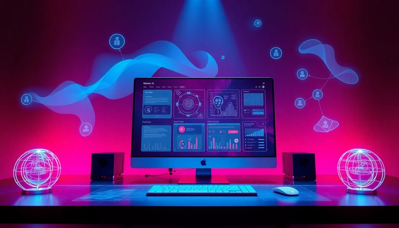 An innovative digital interface representing the best nsfw ai platform with modern design elements and engaging holographics.