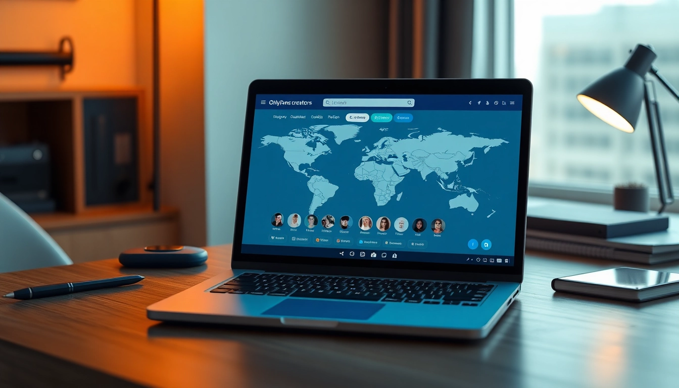 OnlyFans search with location filter interface showing creators on an interactive map.