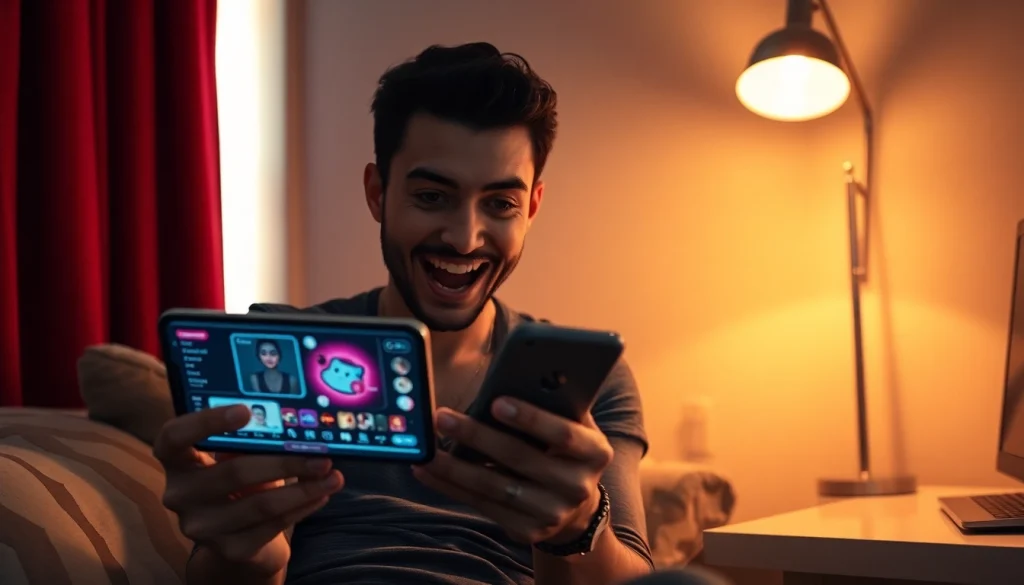 Engaging in NSFW AI chat on a stylish device in an inviting, intimate setting