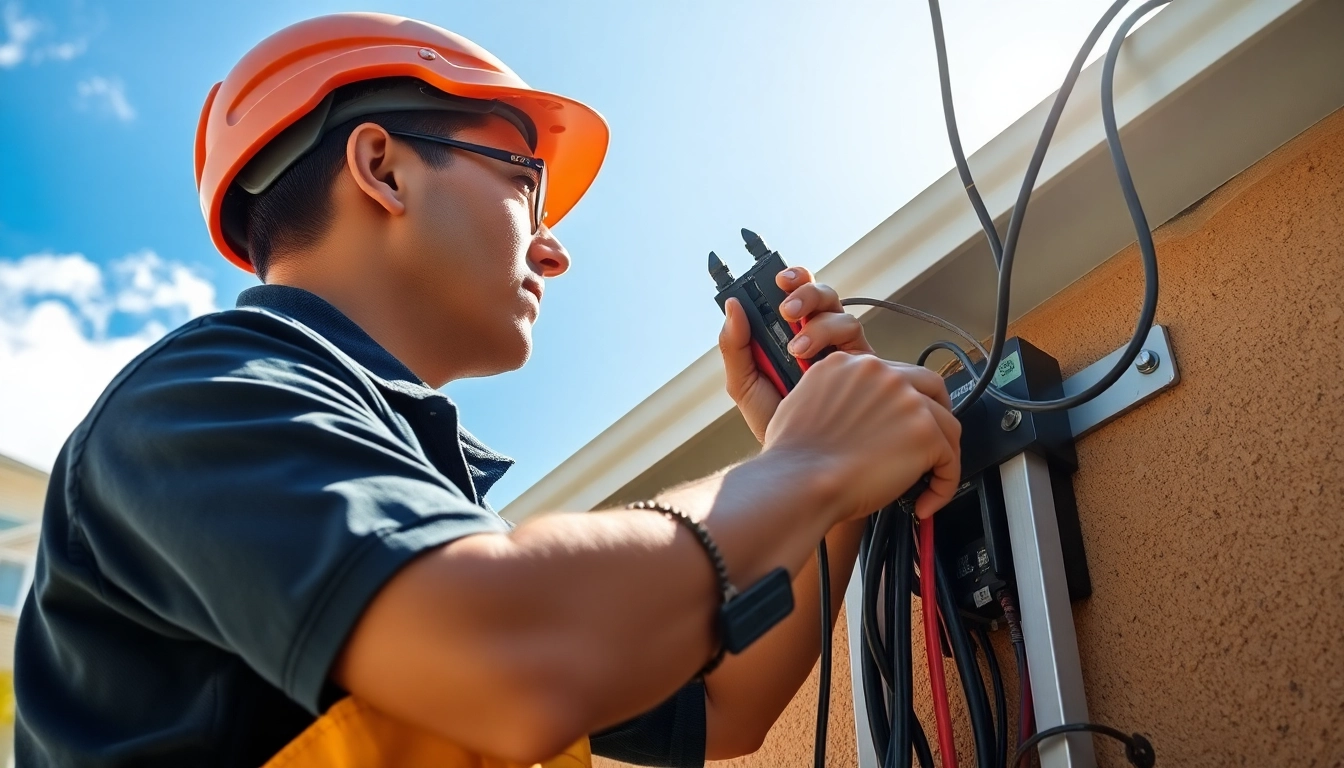 Electrician apprenticeship Hawaii showcasing a skilled professional installing electrical systems.