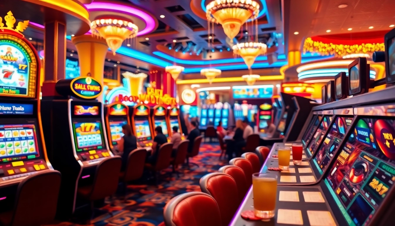 tam Pinco Casino reyi ilə dolu bir kazino mühitində oyunçuların əyləncəsini əks etdirir.