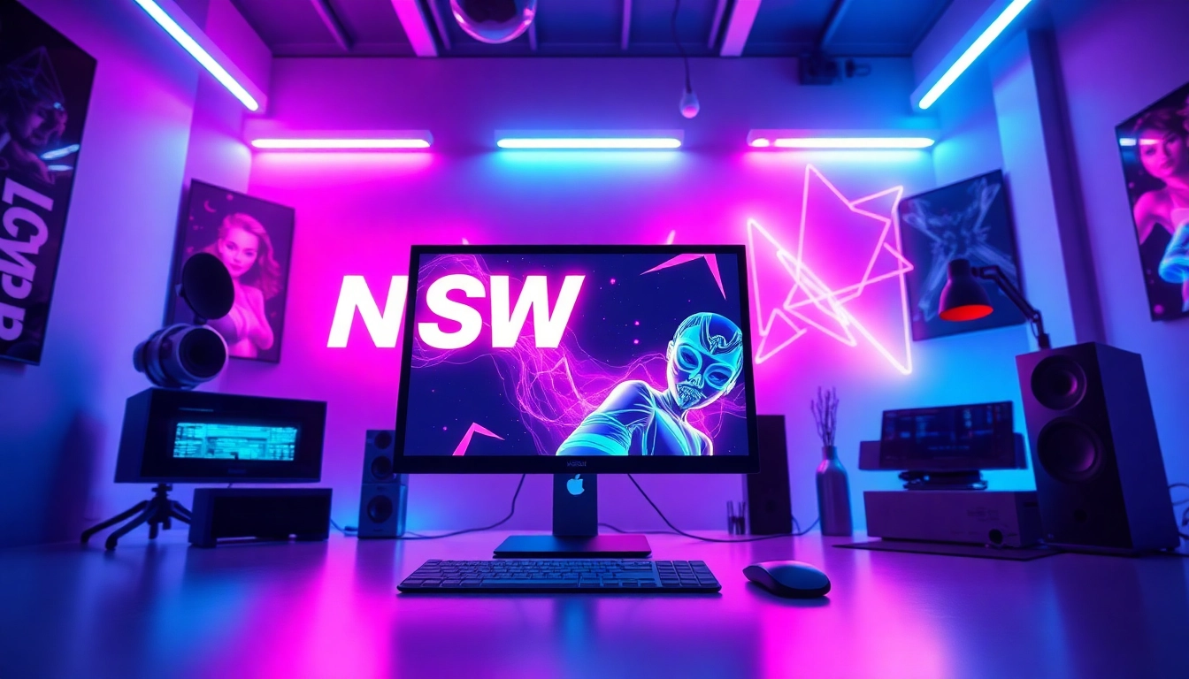 NSFW AI image generation studio showcasing vibrant digital art and technology.