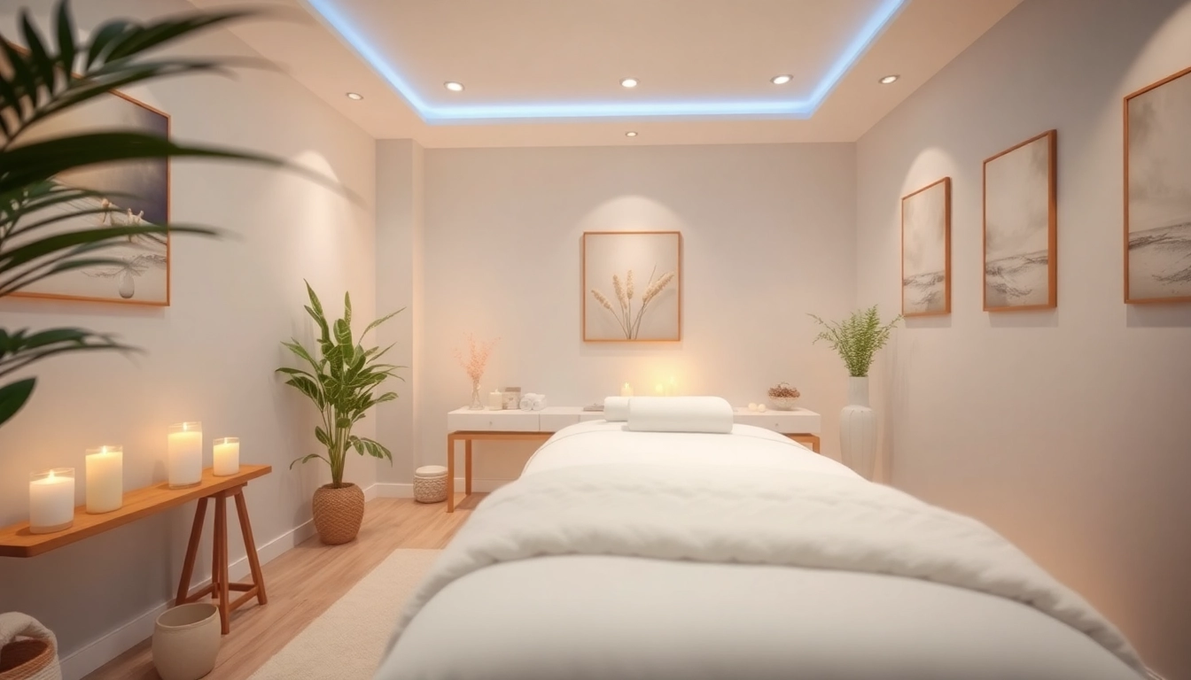 편안함을 위한 아늑한 분위기와 우아한 장식이 있는 청라마사지 스파룸.